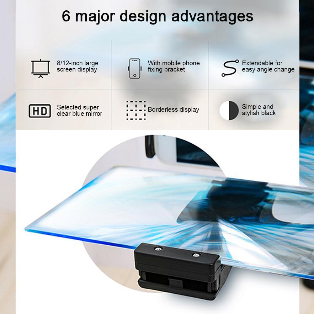 JMT-926666 12-Inch Mobile Phone 3D Screen Amplifier with Adjustable Bracket, High-Definition Zoom Optical Technology, Environmentally Friendly Materials