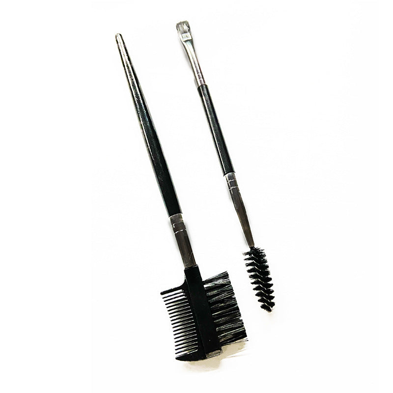 JMT-926922 Double-Headed Eyebrow Brush with Steel Tooth Comb and Nylon Bristles, 14cm Length