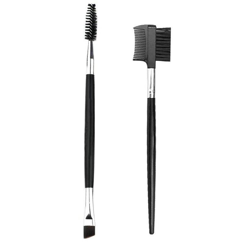 JMT-926922 Double-Headed Eyebrow Brush with Steel Tooth Comb and Nylon Bristles, 14cm Length