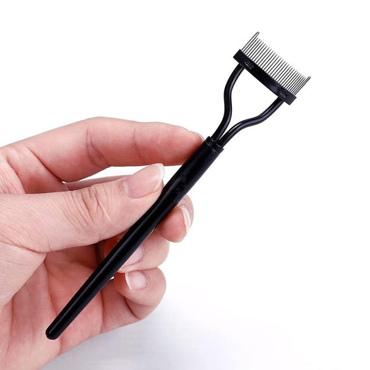 JMT-926922 Double-Headed Eyebrow Brush with Steel Tooth Comb and Nylon Bristles, 14cm Length
