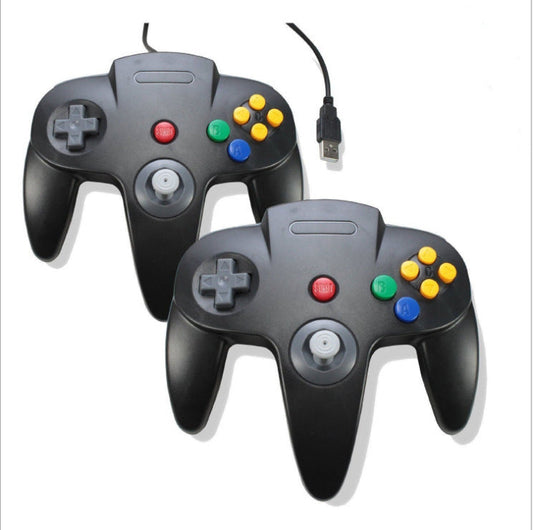JMT-927114 USB N64 Controller for PC – Game Console Accessory in Blue, Black, and Grey