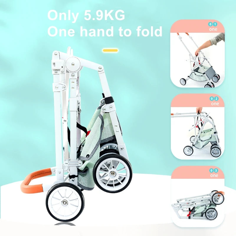 JMT-927754 Folding Pet Stroller with 4 Wheels, Easy Assembly, Lightweight and Durable Design for Small Dogs