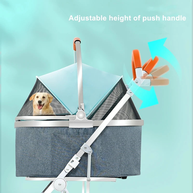 JMT-927754 Folding Pet Stroller with 4 Wheels, Easy Assembly, Lightweight and Durable Design for Small Dogs