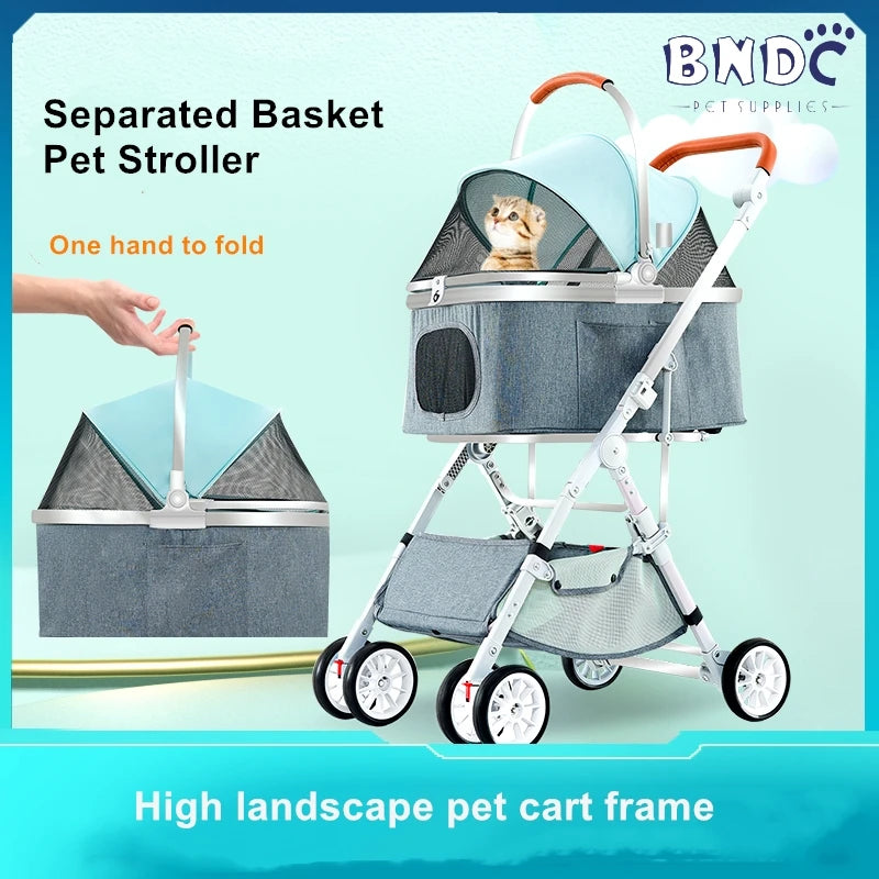 JMT-927754 Folding Pet Stroller with 4 Wheels, Easy Assembly, Lightweight and Durable Design for Small Dogs