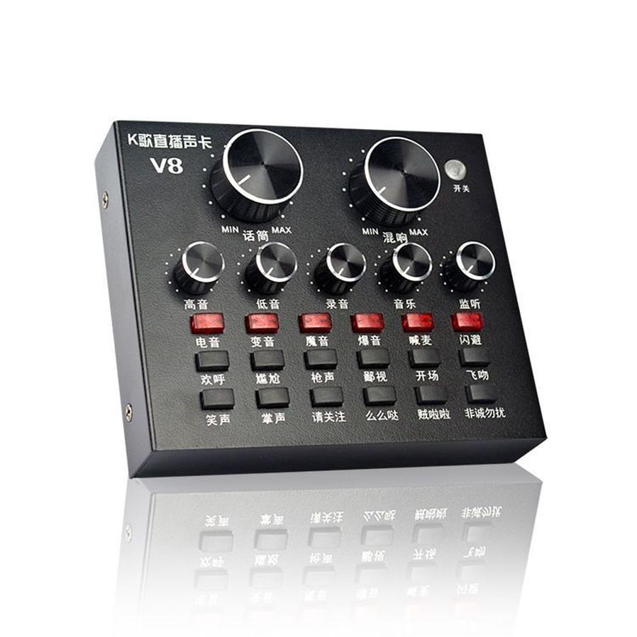 JMT-927818 Mobile Universal V8 Sound Card with 12 Sound Effects and 7 Connection Methods for Streaming and Recording