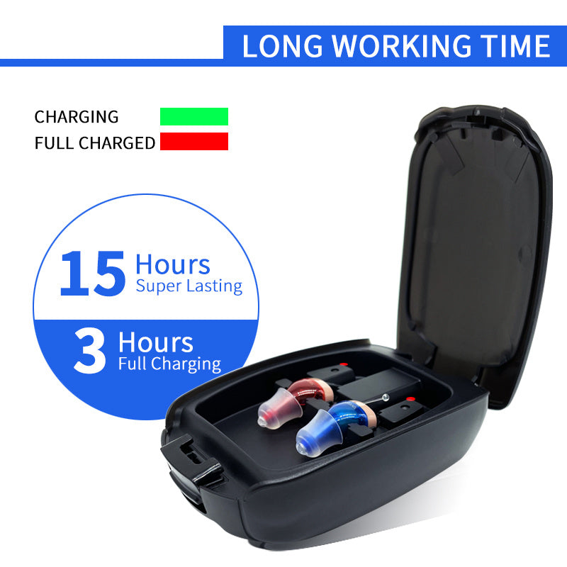 JMT-927946 Invisible Digital Noise Reduction Hearing Aids - USB Rechargeable ITE Device with Adjustable Volume Control and Multiple Earplugs
