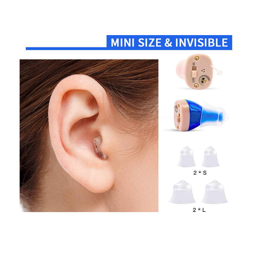 JMT-927946 Invisible Digital Noise Reduction Hearing Aids - USB Rechargeable ITE Device with Adjustable Volume Control and Multiple Earplugs