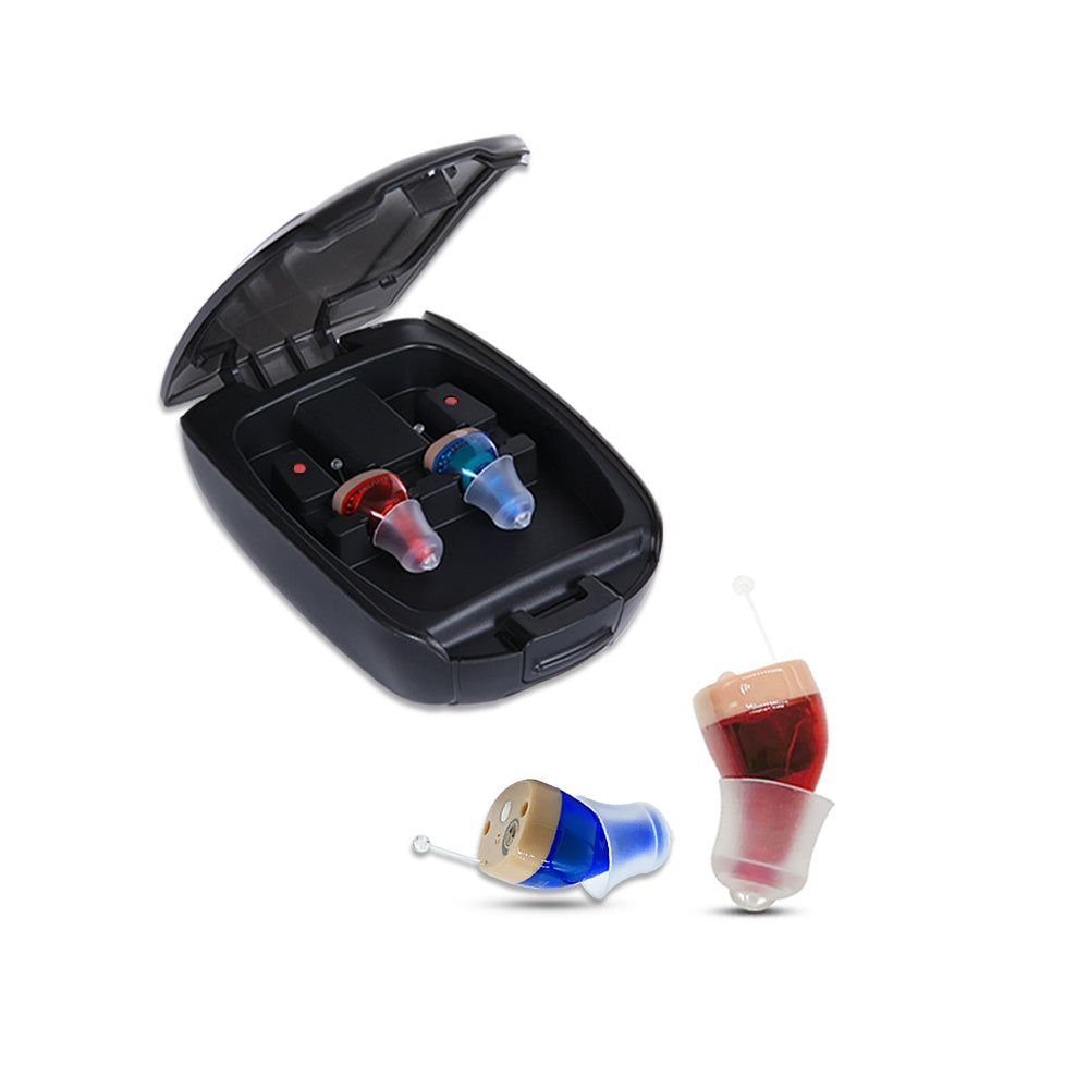 JMT-927946 Invisible Digital Noise Reduction Hearing Aids - USB Rechargeable ITE Device with Adjustable Volume Control and Multiple Earplugs