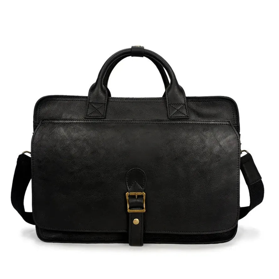 JMT-928202 Men's Retro Leather Laptop Tote and Business Briefcase with Crossbody Strap for Office and Conference Use
