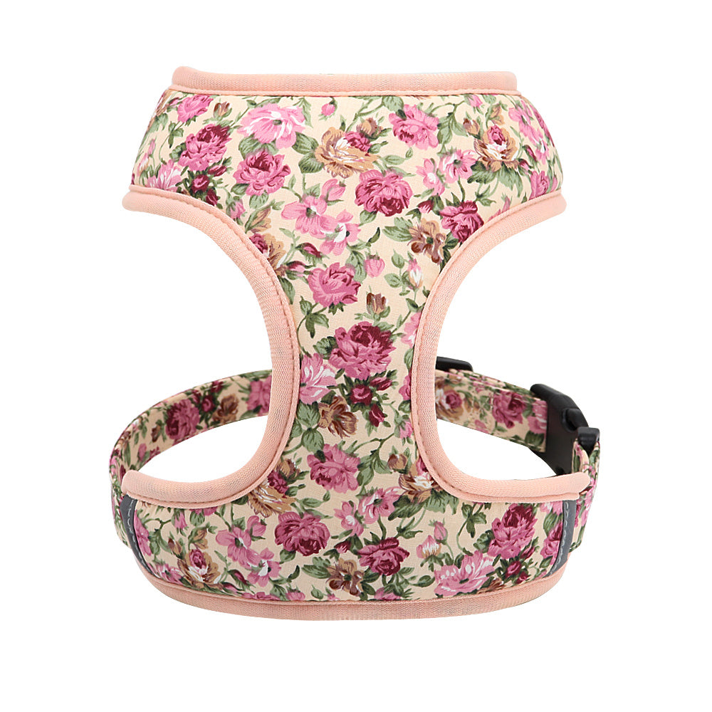 JMT-928714 Puppy Rope Leash with Adjustable Breast Strap for Small Dogs in Floral Patterns