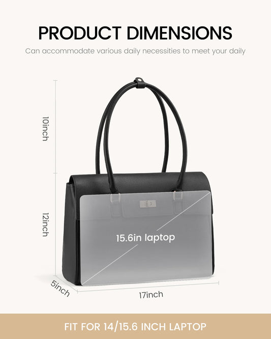 JMT-928778 Waterproof PU Leather Laptop Tote Bag for 15.6 Inch Laptops - Stylish Office Handbag and Messenger Bag