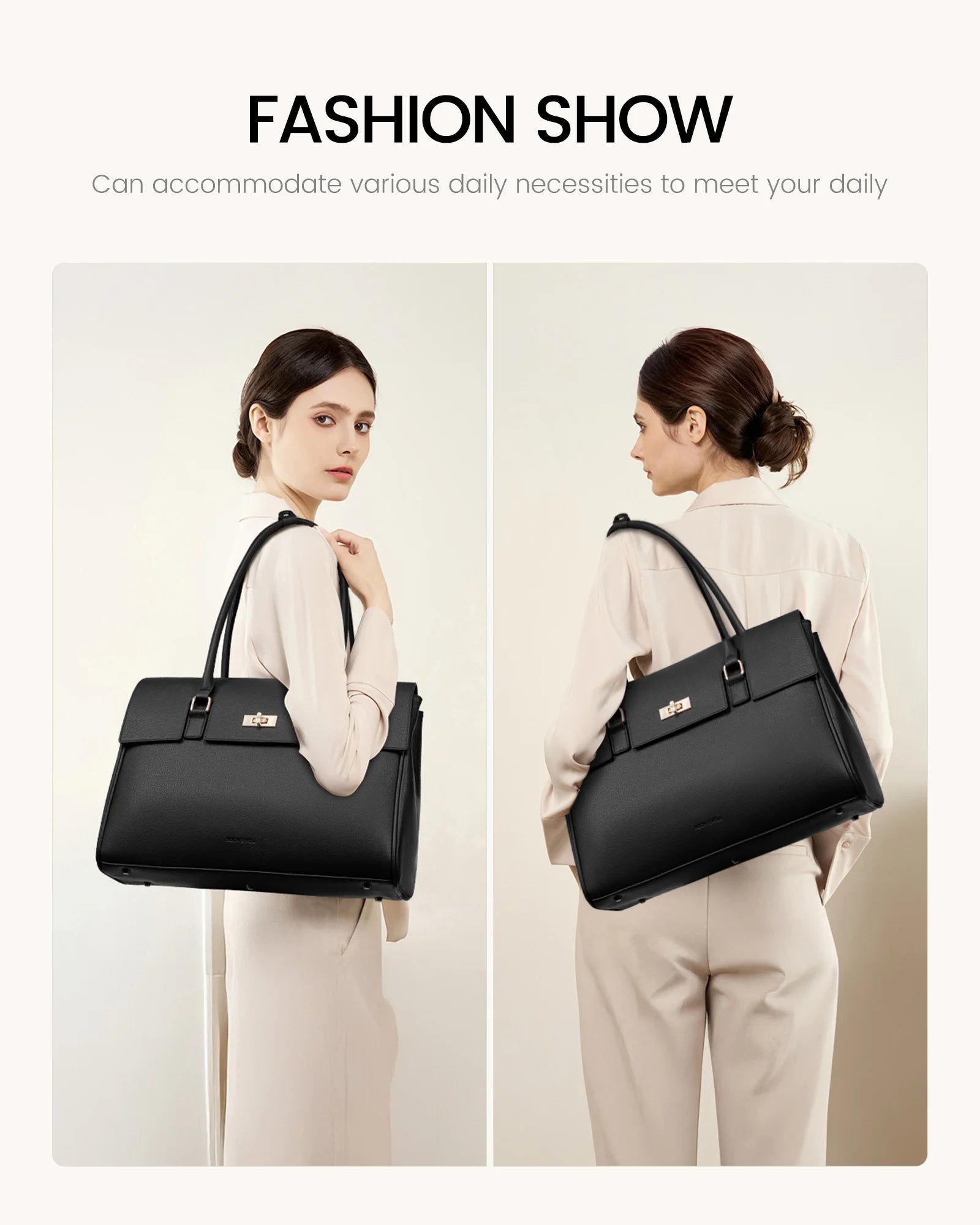 JMT-928778 Waterproof PU Leather Laptop Tote Bag for 15.6 Inch Laptops - Stylish Office Handbag and Messenger Bag