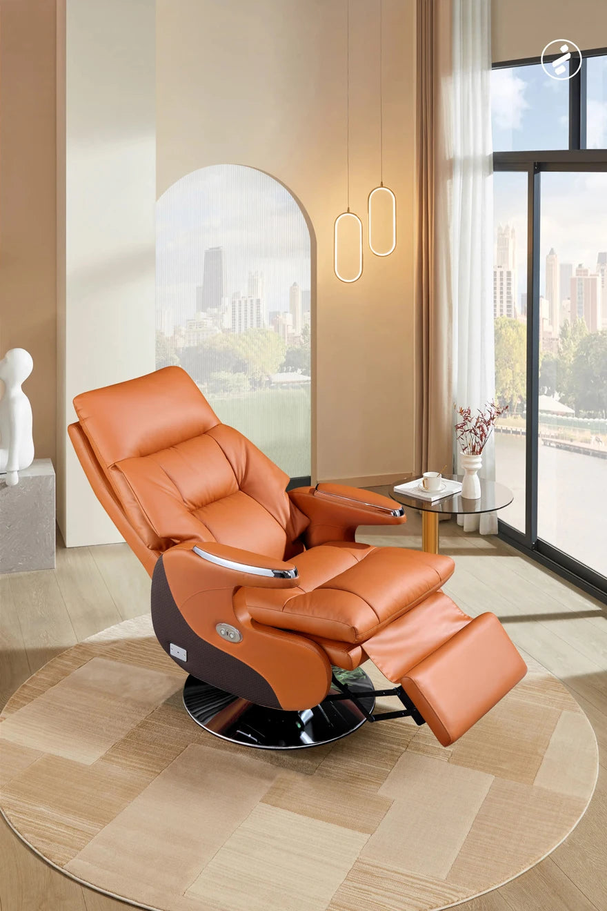 JMT-929034 Luxury Genuine Leather Electric Executive Office Chair with Custom Lift and Recline Features
