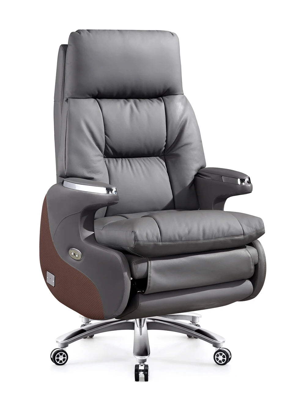 JMT-929034 Luxury Genuine Leather Electric Executive Office Chair with Custom Lift and Recline Features