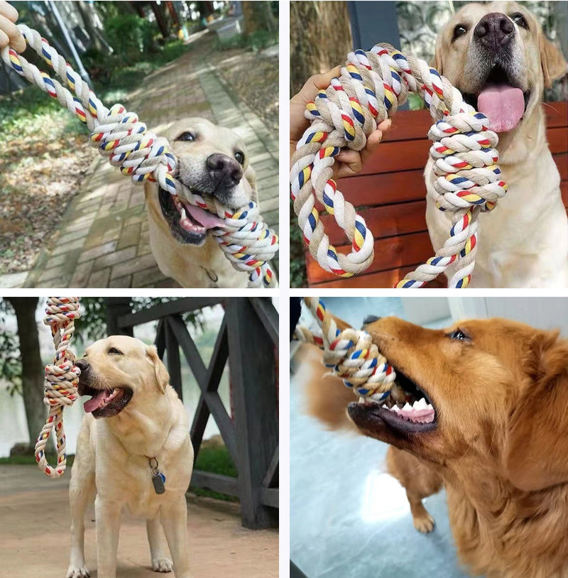 JMT-929098 Durable Large Rope Knot Toy for Cat and Dog Teeth Cleaning and Interactive Play