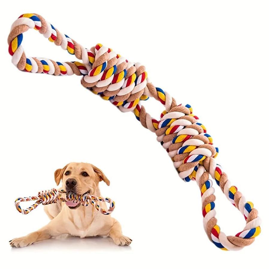 JMT-929098 Durable Large Rope Knot Toy for Cat and Dog Teeth Cleaning and Interactive Play