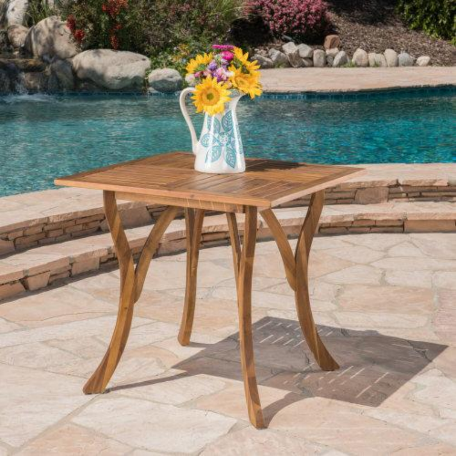 JMT-929994 Natural Brown Acacia Outdoor Square Dining Table for Stylish Gatherings