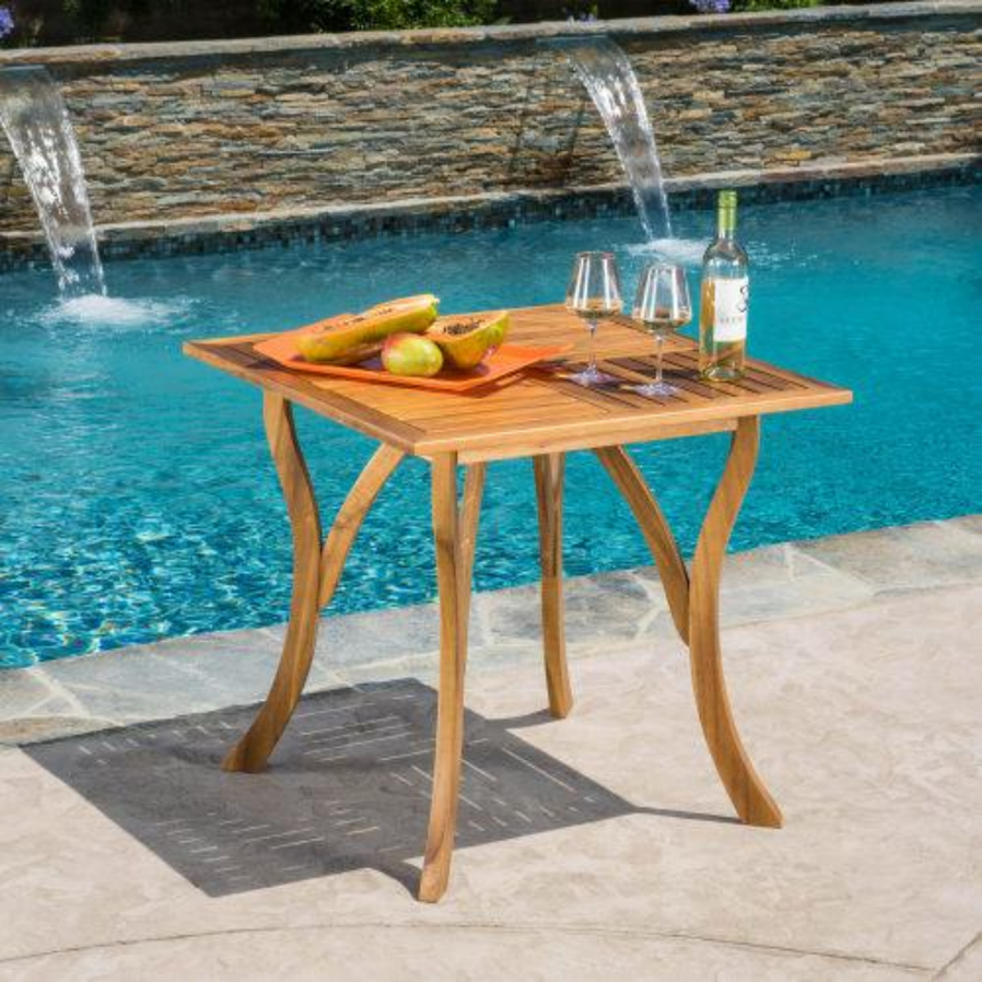 JMT-929994 Natural Brown Acacia Outdoor Square Dining Table for Stylish Gatherings