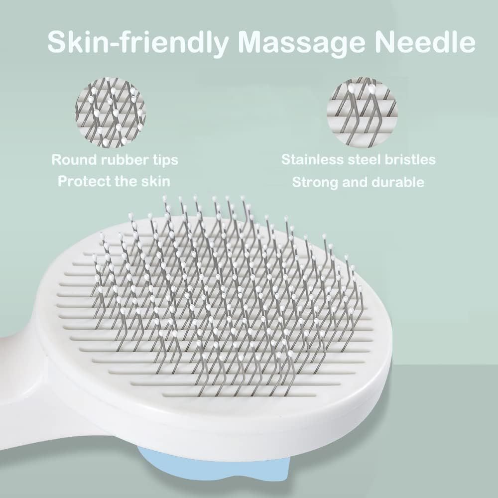 JMT-930186 Self-Cleaning Cat and Dog Grooming Brush for Short and Long Haired Pets – Easy Fur Removal and Gentle Massage