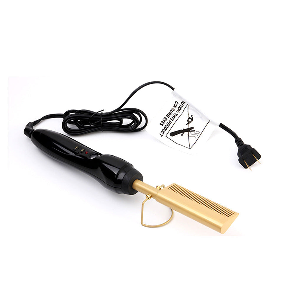 JMT-930250 Gold Ceramic Multifunctional Hair Comb with Temperature Control for Wet and Dry Hair Styling