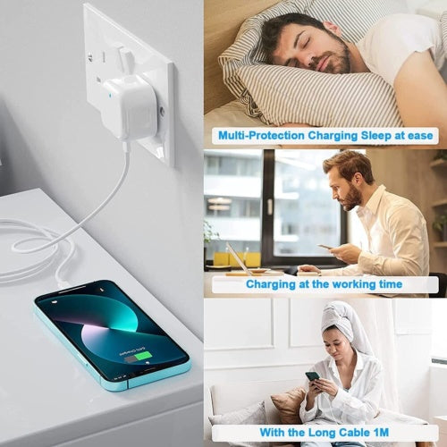 JMT-930442 20W USB-C Fast Charging Charger and Cable for iPhone, iPad, Samsung, and Google Pixel