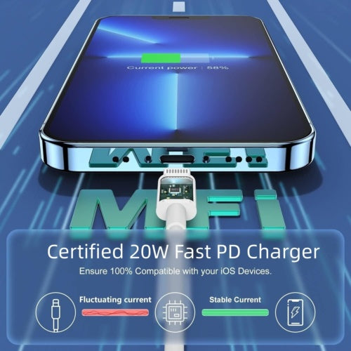 JMT-930442 20W USB-C Fast Charging Charger and Cable for iPhone, iPad, Samsung, and Google Pixel