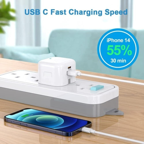 JMT-930442 20W USB-C Fast Charging Charger and Cable for iPhone, iPad, Samsung, and Google Pixel