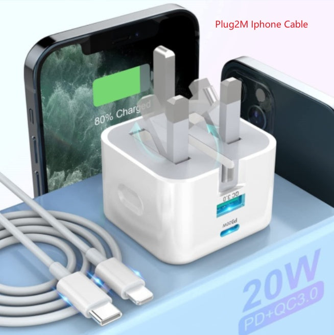 JMT-930442 20W USB-C Fast Charging Charger and Cable for iPhone, iPad, Samsung, and Google Pixel