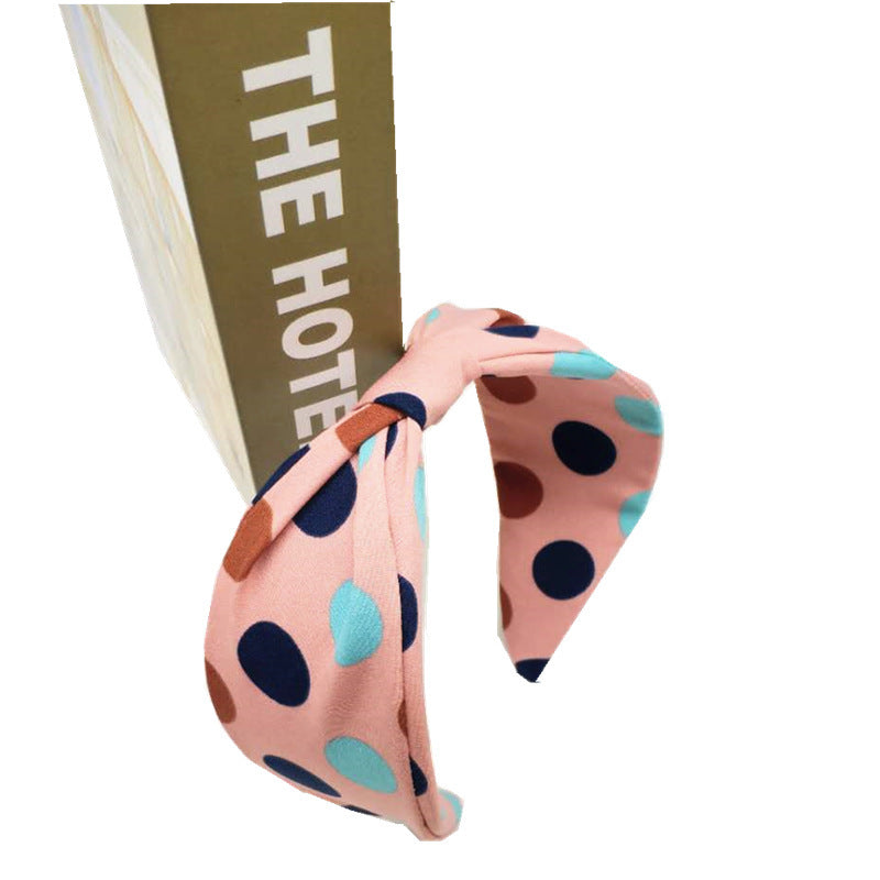 JMT-930634 Polka Dot Knotted Wide Brim Headband Hair Accessory in Multiple Colors