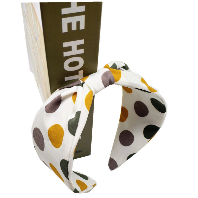 JMT-930634 Polka Dot Knotted Wide Brim Headband Hair Accessory in Multiple Colors