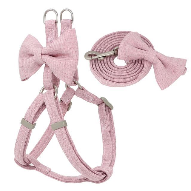 JMT-930762 Adjustable Soft Dog Harness, Leash and Collar Set with Cute Bow – Available in Multiple Colors