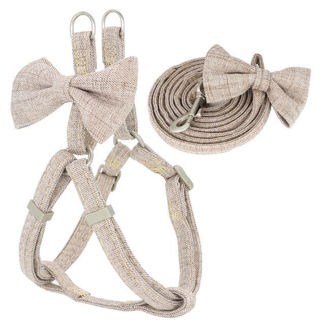 JMT-930762 Adjustable Soft Dog Harness, Leash and Collar Set with Cute Bow – Available in Multiple Colors