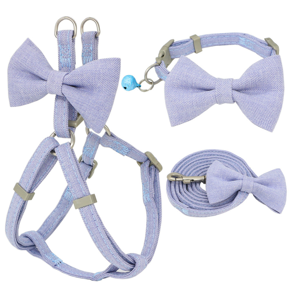 JMT-930762 Adjustable Soft Dog Harness, Leash and Collar Set with Cute Bow – Available in Multiple Colors