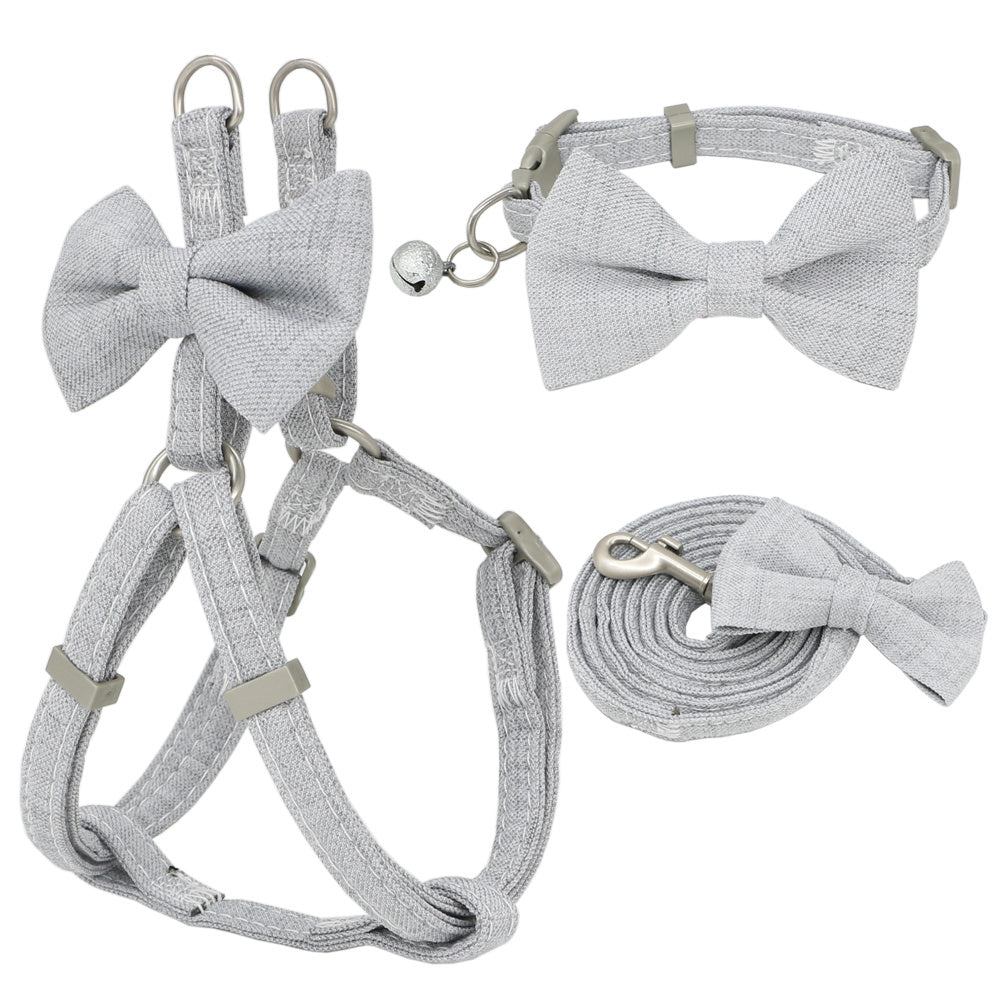 JMT-930762 Adjustable Soft Dog Harness, Leash and Collar Set with Cute Bow – Available in Multiple Colors