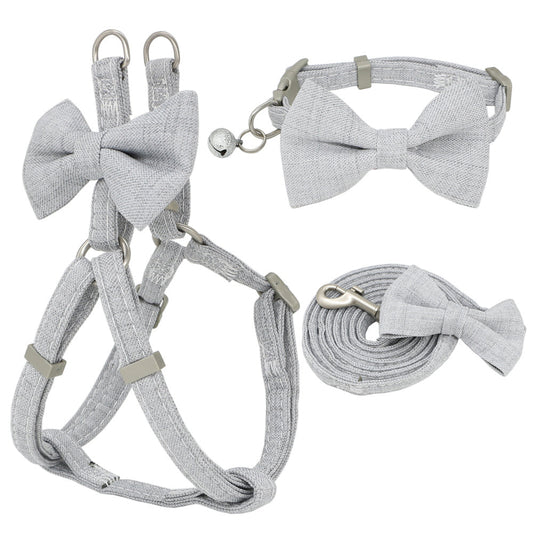 JMT-930762 Adjustable Soft Dog Harness, Leash and Collar Set with Cute Bow – Available in Multiple Colors