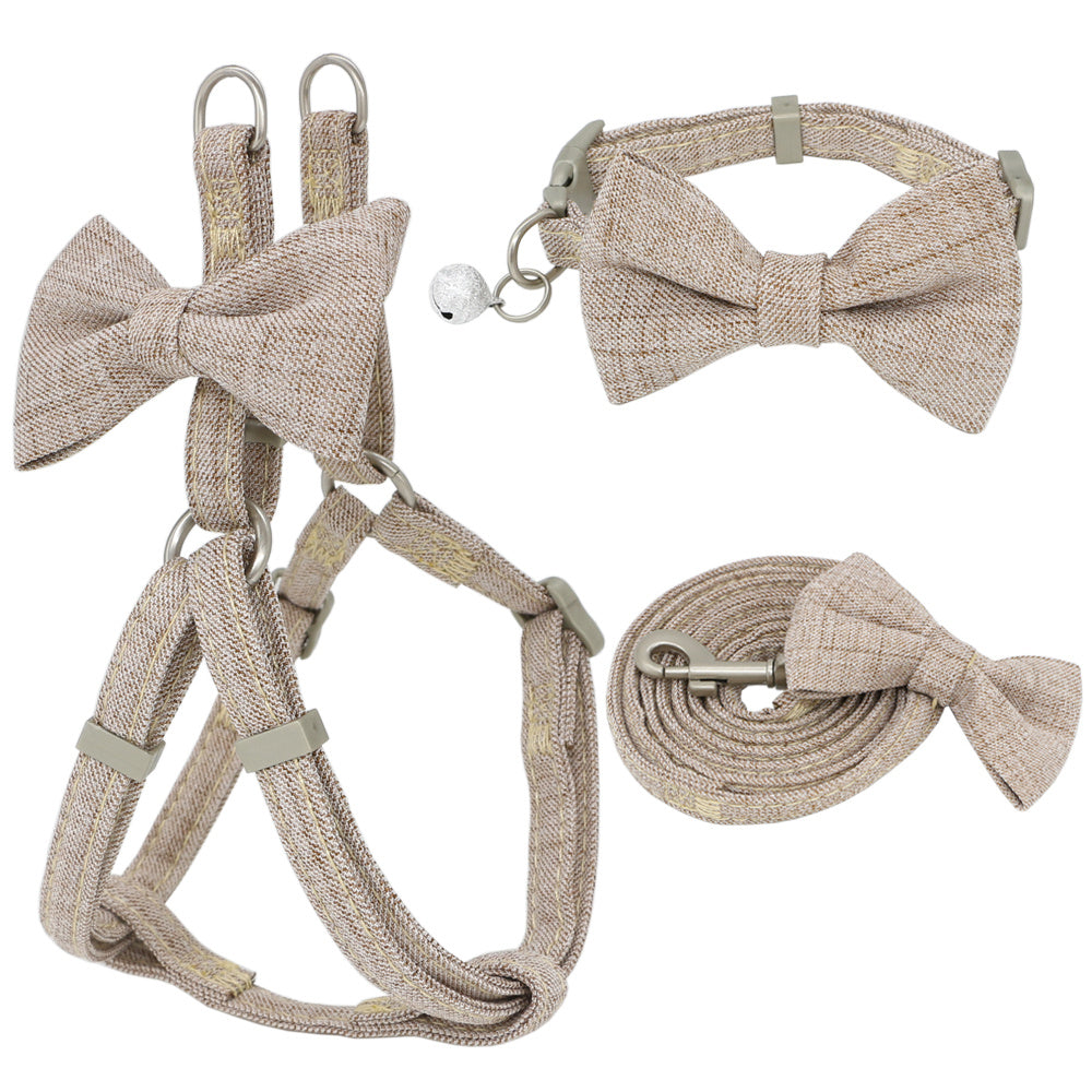 JMT-930762 Adjustable Soft Dog Harness, Leash and Collar Set with Cute Bow – Available in Multiple Colors