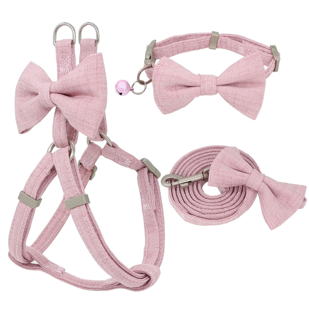 JMT-930762 Adjustable Soft Dog Harness, Leash and Collar Set with Cute Bow – Available in Multiple Colors