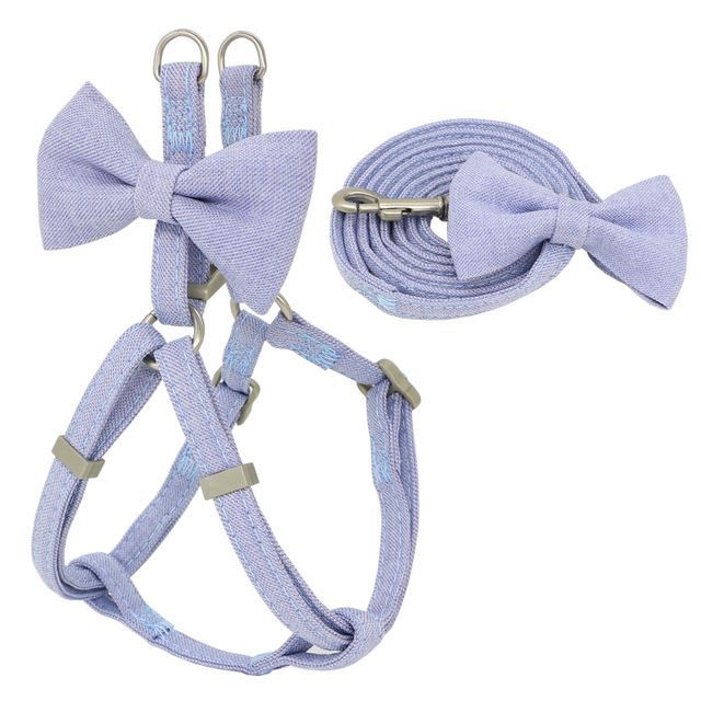 JMT-930762 Adjustable Soft Dog Harness, Leash and Collar Set with Cute Bow – Available in Multiple Colors