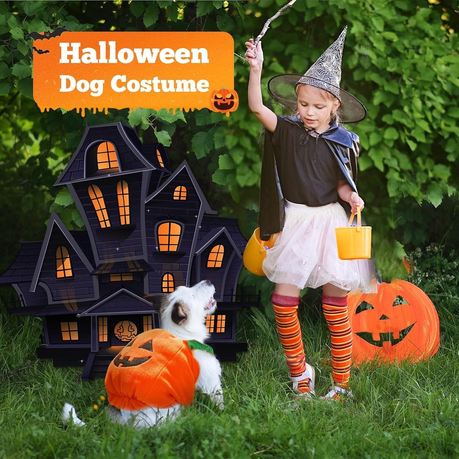 JMT-931018 Funny Pumpkin Plush Costume for Small and Medium Dogs and Cats - Adorable Halloween Dress-Up Outfit