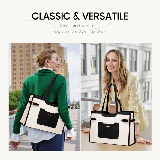 JMT-931082 Large Capacity Waterproof Leather Tote Bag with Clutch for Business and Office Use