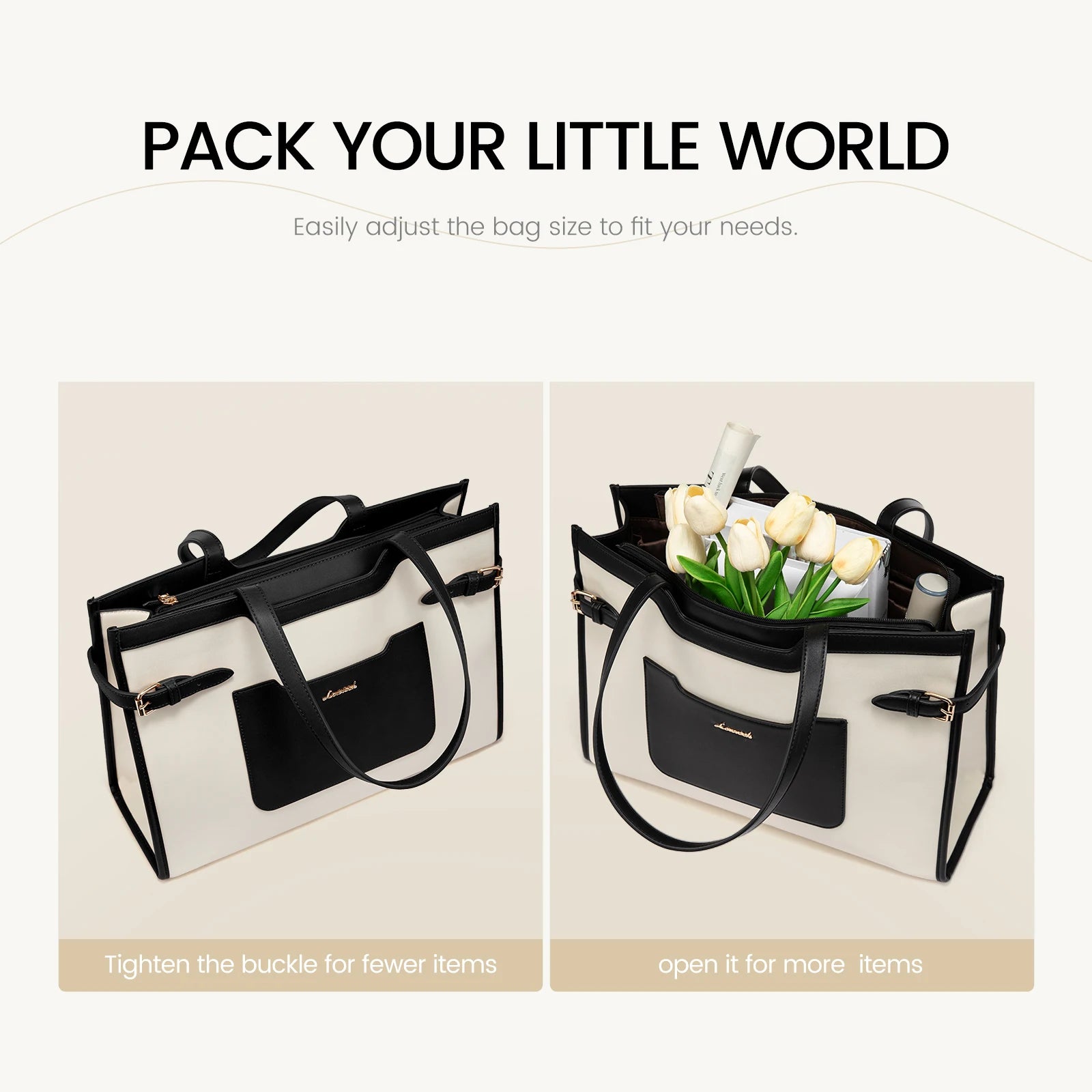 JMT-931082 Large Capacity Waterproof Leather Tote Bag with Clutch for Business and Office Use