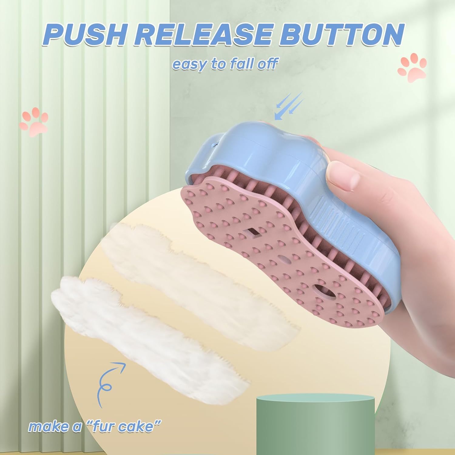 JMT-931338 Self-Cleaning 4-in-1 Cat & Dog Grooming Steam Brush with Massage Feature and Release Button for Easy Fur Removal