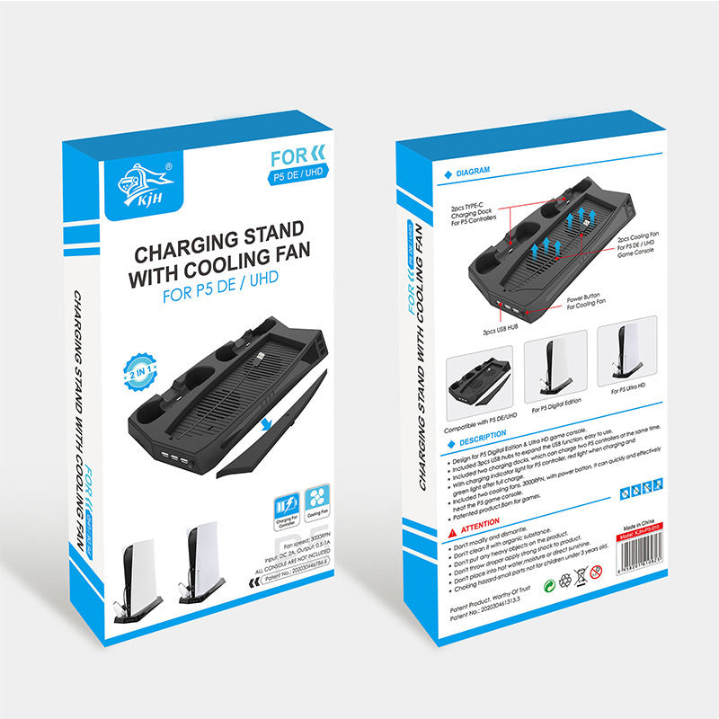 JMT-931722 PS5 Multi-Function Charging and Cooling Station with Dual Controller Charging and USB Hub