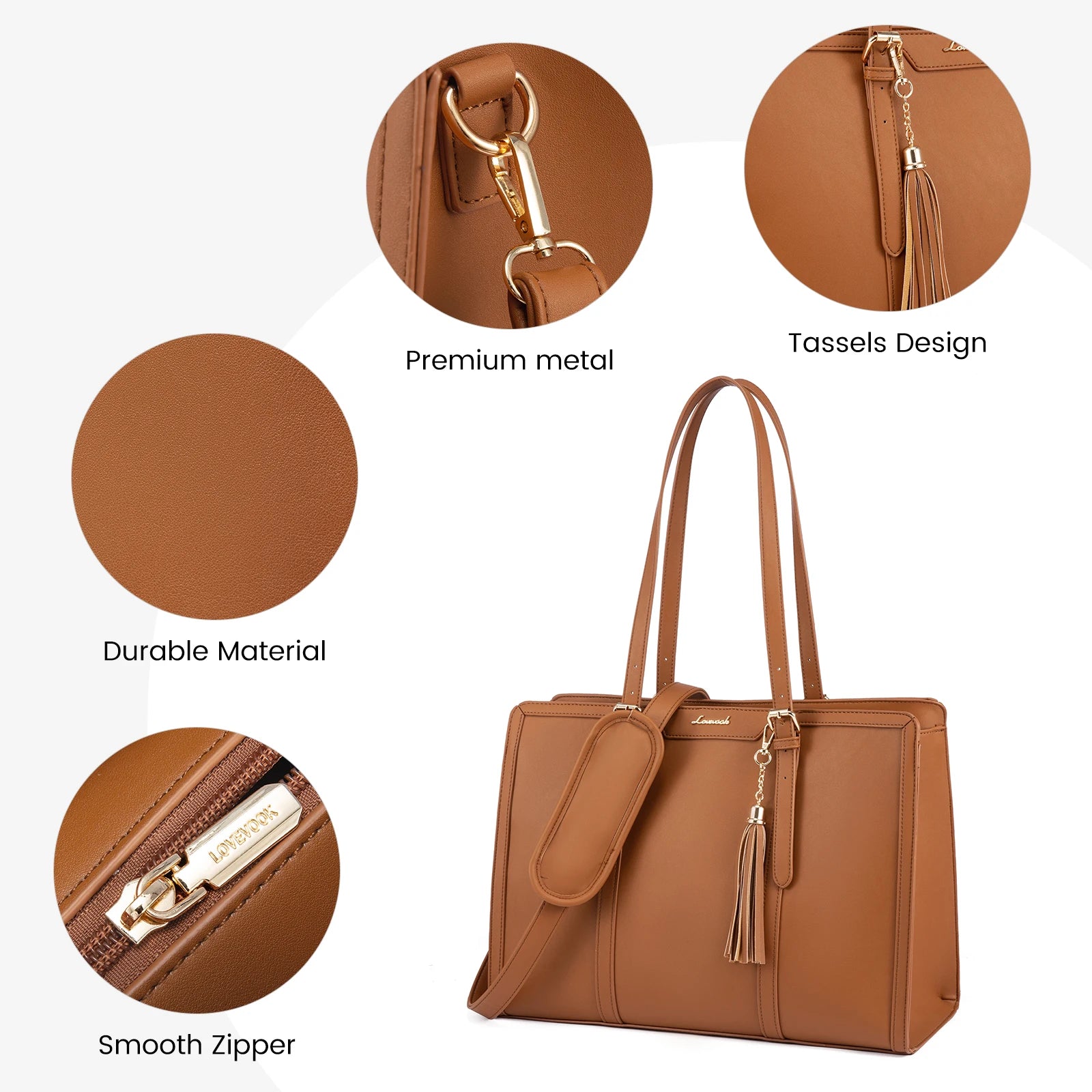 JMT-932234 Women’s Canvas Laptop Tote Bag for 15.6in Laptops – Lightweight Office Handbag