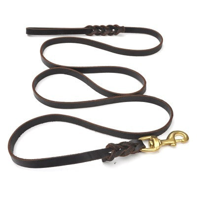 JMT-932746 Leather Traction Rope for Large Dogs - 1.5m, 2.0m, 2.5m, 3.0m Lengths Available