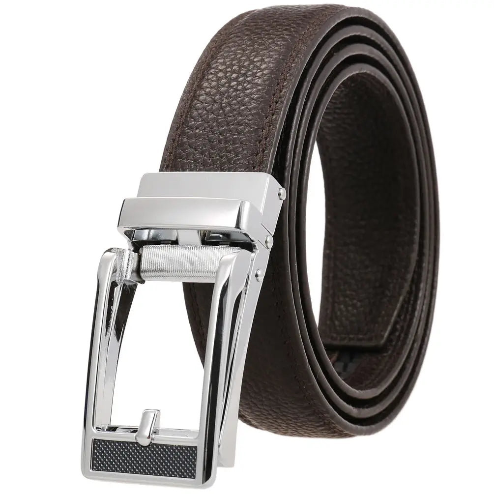 JMT-933002 Stainless Steel Adjustable Slide Buckle Men's Designer Belt with Flip Top Buckle