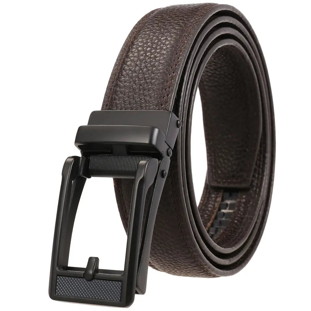 JMT-933002 Stainless Steel Adjustable Slide Buckle Men's Designer Belt with Flip Top Buckle