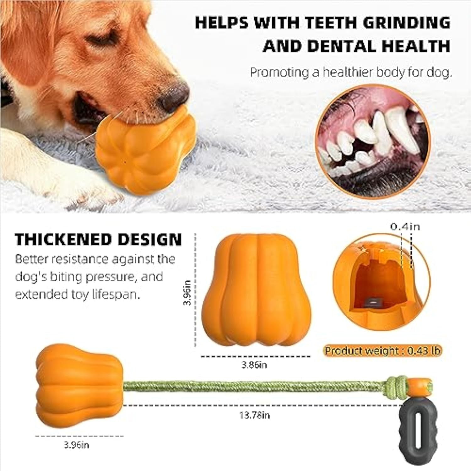 JMT-933386 Halloween Interactive Dog Toy - Pumpkin Thrower with Drawstring and Squeaker