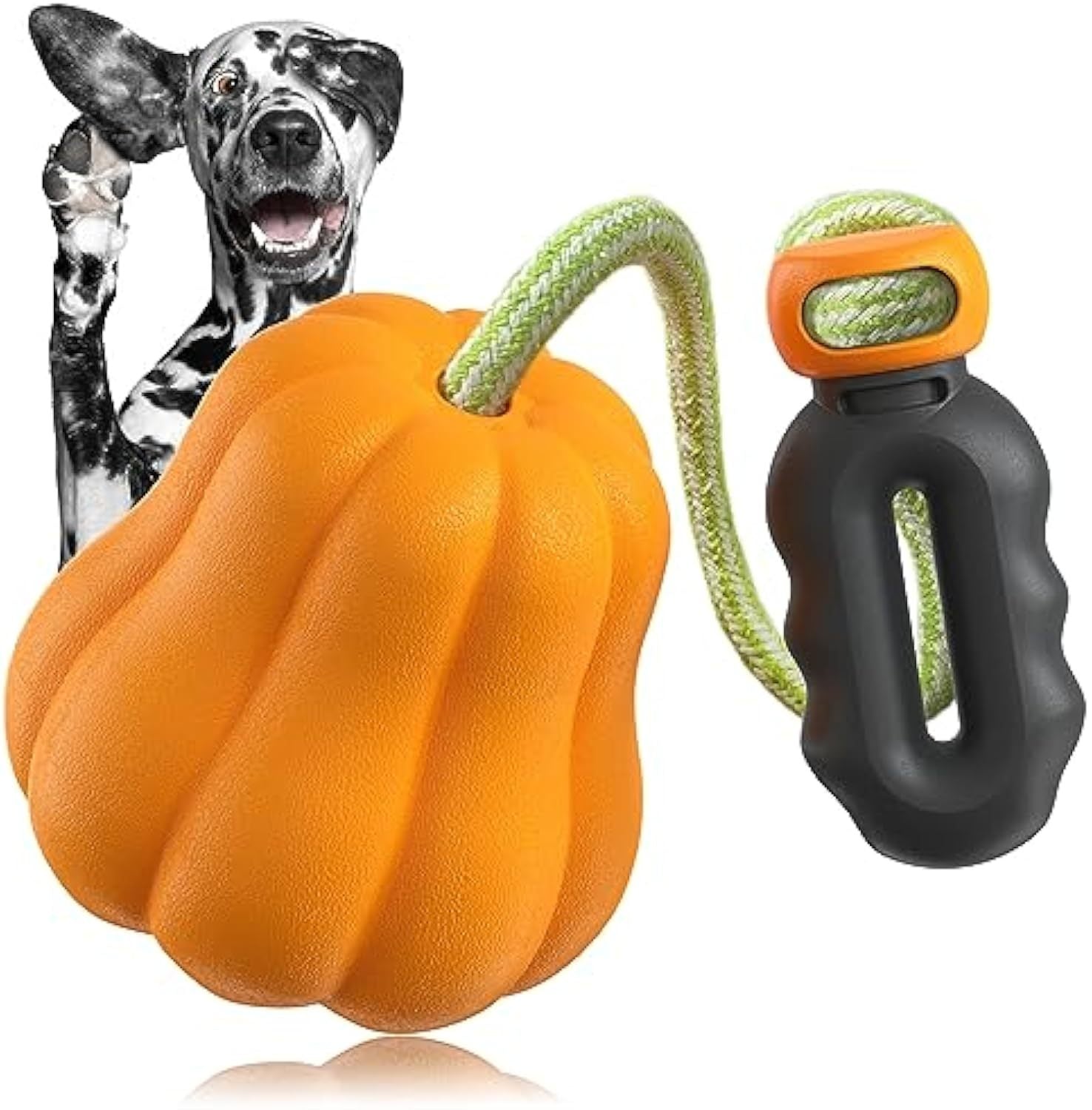 JMT-933386 Halloween Interactive Dog Toy - Pumpkin Thrower with Drawstring and Squeaker