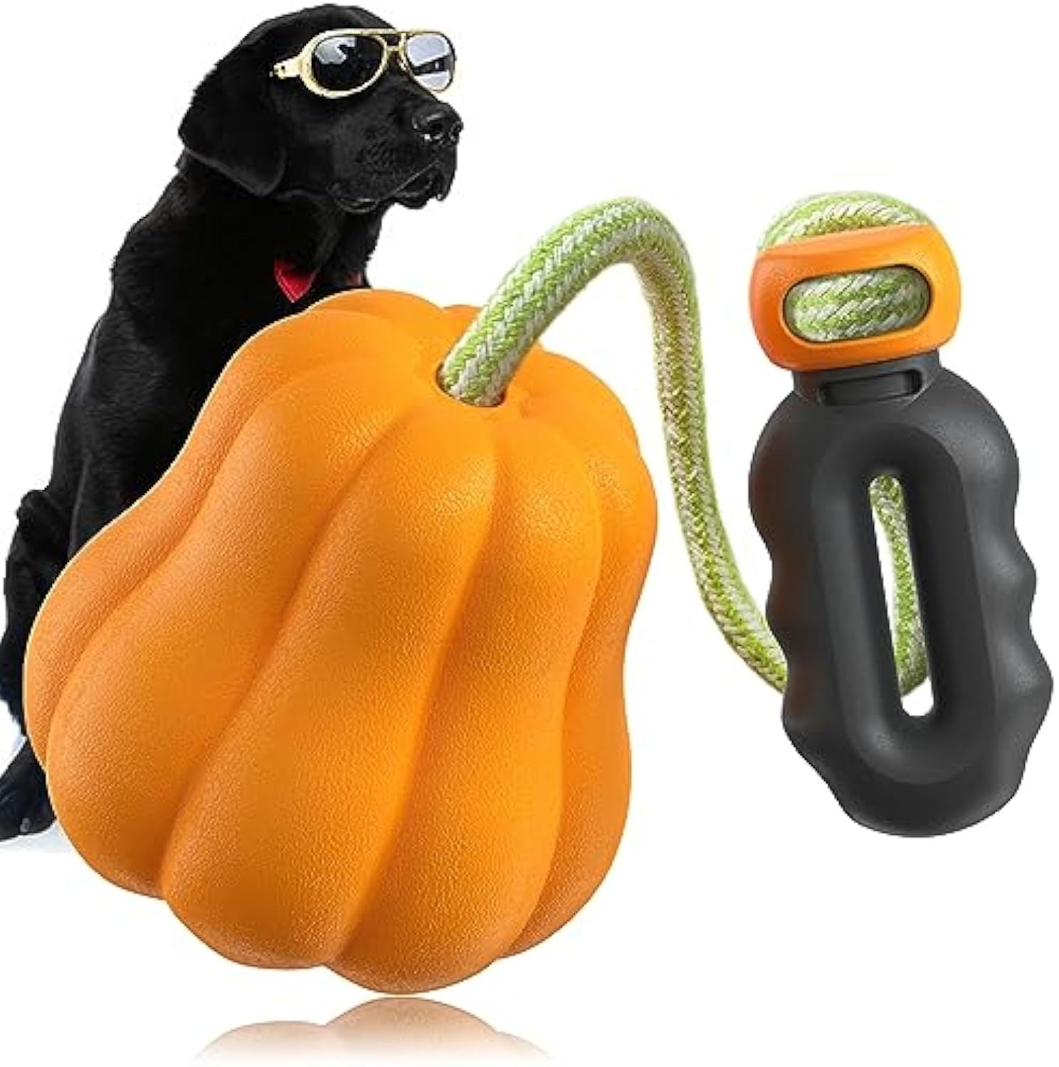 JMT-933386 Halloween Interactive Dog Toy - Pumpkin Thrower with Drawstring and Squeaker
